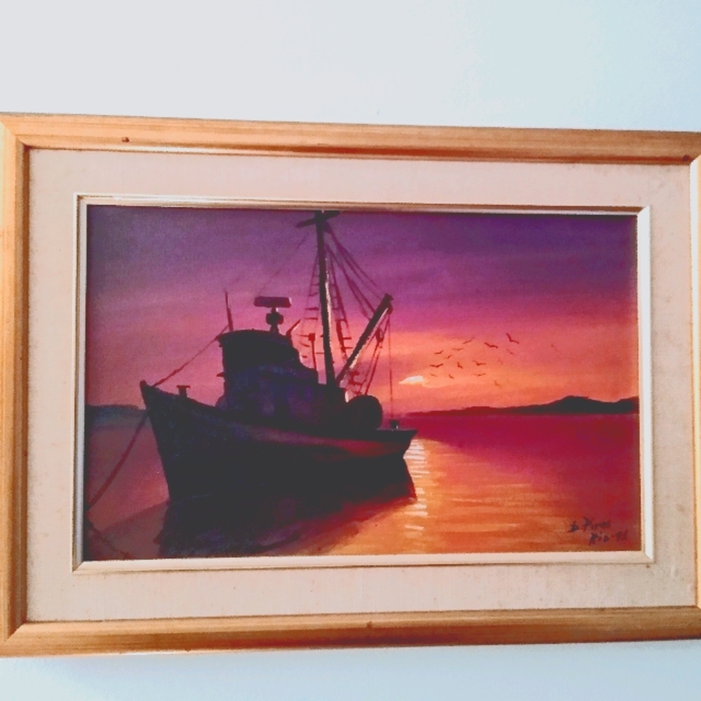 90s Vintage Original Art Painting 🎨 from Brazil, Signed by Artist